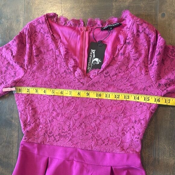 REPHYLLIS V Neck Lace Vintage Formal Bridesmaid Wedding Long Dress - Picture 8 of 10